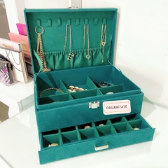 Joyero de gamuza “Florencia” verde esmeralda - comprar en línea