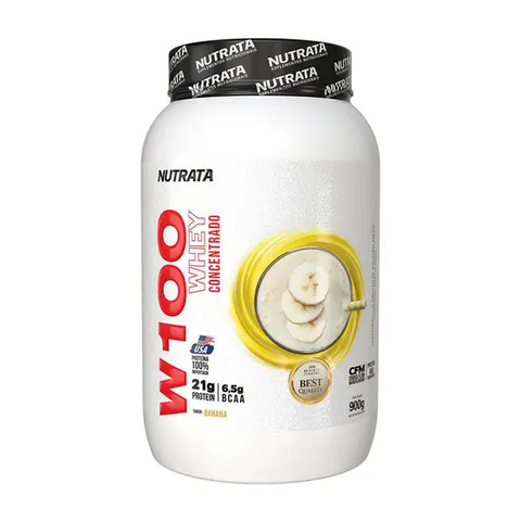 W100 WHEY 900G BANANA - CONCENTRADO - NUTRATA
