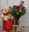 Combo caixa "just for you" + Ursinho + Ferrero Rocher 12 unidades + Buquê de Rosas com mosquitinho