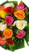 Buquê de Rosas coloridas (Laranja, Branco, Vermelho, Amarelo e Rosa)