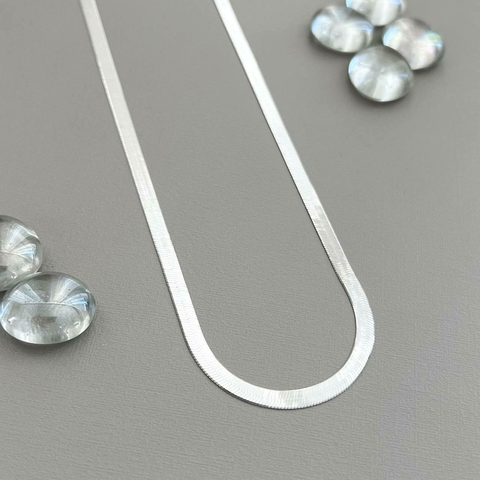 Gargantilha Laminada Lisa Prata 925