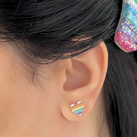 Brinco Coração Colorido Prata 925