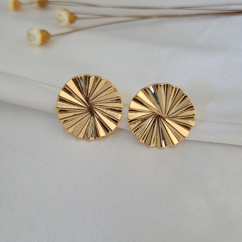 Brinco Redondo Texturizado Banhado a Ouro