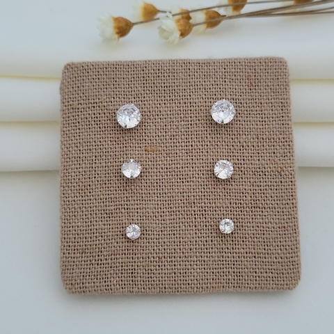 Trio de Brincos Ponto de Luz Prata 925