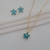 Conjunto de Flor Cristal Banhado a Ouro
