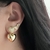 Brinco Ear Jacket de Coração Banhado a Ouro