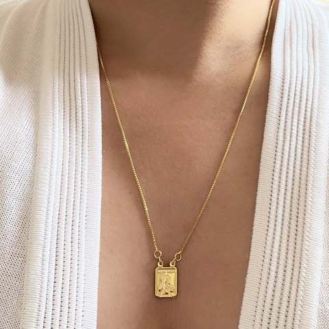 Escapulário Religioso Sagrado Coração de Jesus Banhado a Ouro