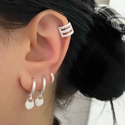 Argola com Coração Cadeado Prata 925