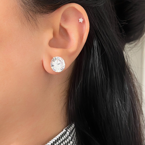 Brinco Ponto de Luz Redondo 12mm Prata 925