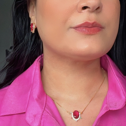 Conjunto Oval Penélope Banhado a Ouro - comprar online