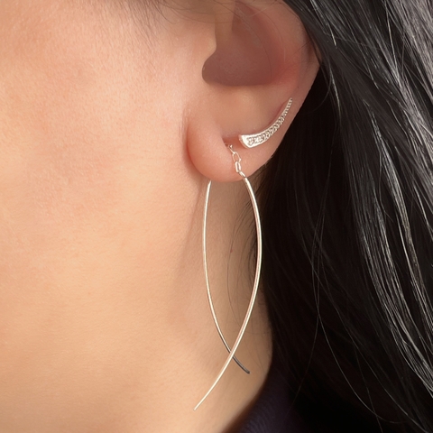 Brinco de Passar 2 Fios Prata 925