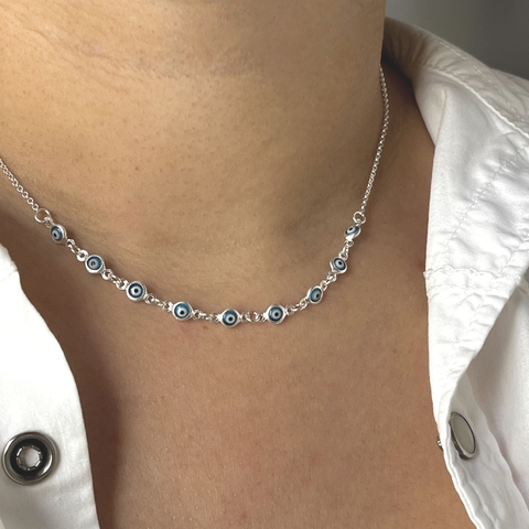 Corrente Choker Olho Grego Prata 925
