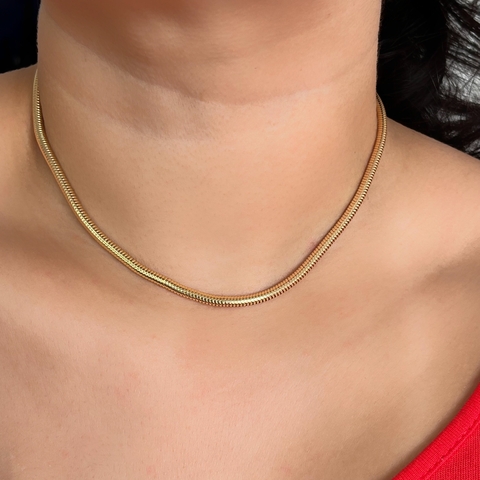 Colar Liso Rabo de Rato 3mm Banhado a Ouro
