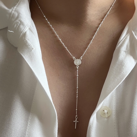 Corrente Terço de São Bento Prata 925