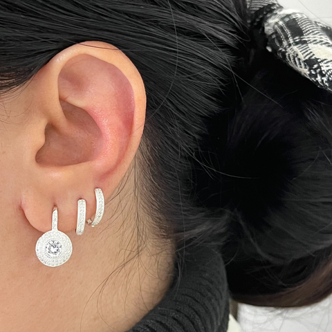 Brinco Redondo Cravejado Prata 925