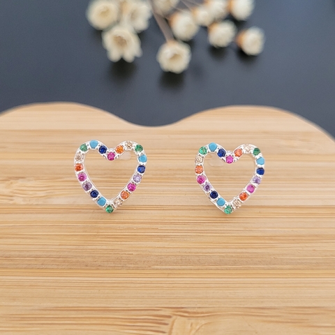 Brinco Coração Color Prata 925