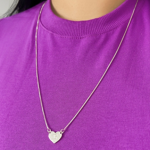 Escapulário Religioso Plaquinha de Coração Prata 925