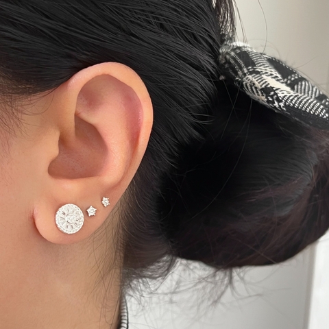 Brinco Redondo Cravejado Prata 925