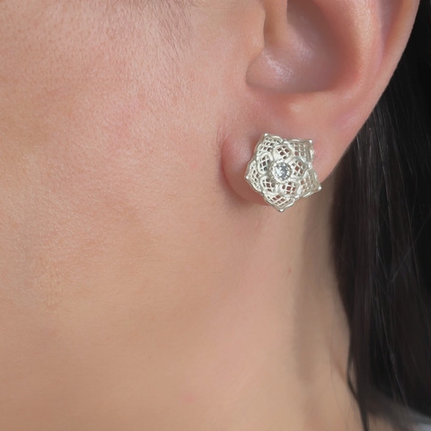 Brinco Flor de Lótus Prata 925