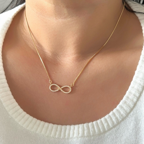 Colar Infinito Cravejado Banhado a Ouro - comprar online
