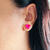 Brinco de Coração Rosa Banhado a Ouro - comprar online