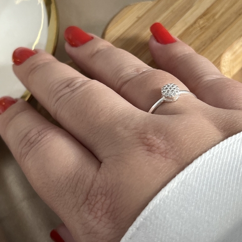 Anel Solitário Redondo Prata 925