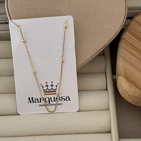 Corrente Bolinhas Banhada a Ouro