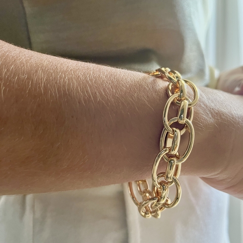 Pulseira Elos Ovais Banhado a Ouro