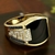 Anel masculino clássico moda metal ouro cor incrustada pedra preta zircão ané - loja online