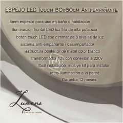 Imagen de SIST. DESEMPAÑANTE - 80X60CM Vertical LED TOUCH