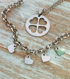 Conjunto trebol pulsera + cadenita