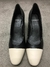 SCARPIN CAP TOE COURO PRETO E BRANCO na internet