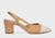 SCARPIN SLINGBACK CAP TOE COURO BEGE E BRANCO CARRANO