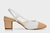 SCARPIN SLINGBACK CAP TOE PALHA COURO BRANCO CARRANO