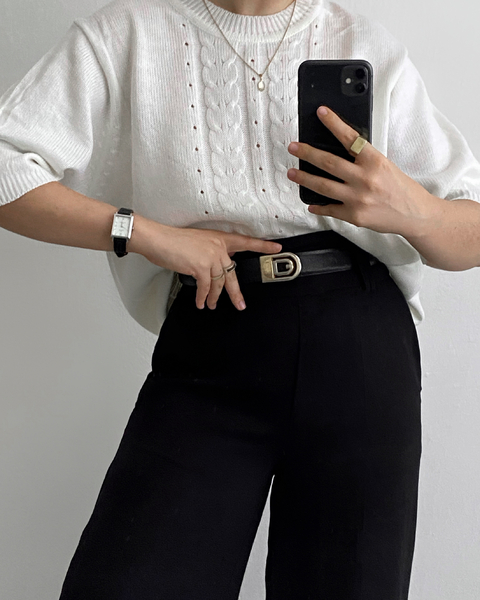 Tricot manga curta branco (G) - comprar online