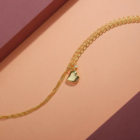 Pulseira Coração e Folhas