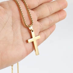 Colar de Cruz Clássico Masculino Aço Inoxidável Preto Cor de Ouro Colar com P - comprar online