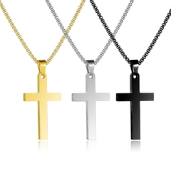 Colar de Cruz Clássico Masculino Aço Inoxidável Preto Cor de Ouro Colar com P - comprar online