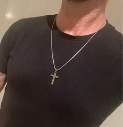 Colar de Cruz Clássico Masculino Aço Inoxidável Preto Cor de Ouro Colar com P