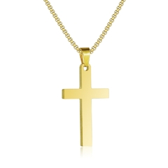 Colar de Cruz Clássico Masculino Aço Inoxidável Preto Cor de Ouro Colar com P na internet