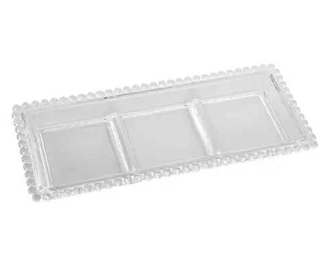 Petisqueira de Cristal com 3 Divisões 30x13x3cm Wolff - Linha Pearl | Empório do Presente