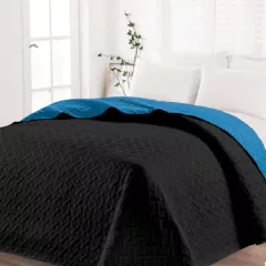 COBERTOR QUILT BICOLOR KAVANAGH NEGRO Y AZUL