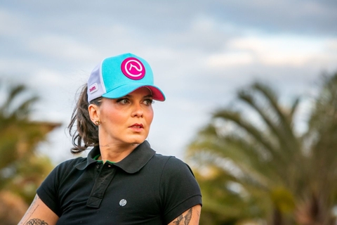 Boné Trucker Snapback Azul com Rosa e Branco