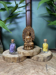 Imagem Buda Meditando na Flor de Lótus – 12 cm de altura