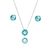 CONJUNTO ZIRCÔNIA REDONDA AZUL CLARO EM PRATA DE LEI COM GALERIA 8MM