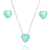 CONJUNTO CORAÇÃO GALERIA 10MM ENCAPADO À PRATA 1000 ZIRCÔNIA ACQUAMARINE LEITOSO