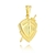 PINGENTE ESCUDO FÉ FUNDO PONTILHADO 21MM X 38.6MM BANHADO A OURO 18K SEM ZIRCÔNIA