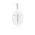 PINGENTE CRISTO OVAL 2 DIAMANTADOS 16.5MM X 21MM ENCAPADO À PRATA 1000 SEM ZIRCÔNIA