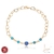 PULSEIRA PEDRAS E OLHO GREGO COM TRAMA CORAÇÃO BANHO ROSÉ 19CM RESINA AZUL