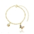 PULSEIRA BORBOLETA E SOL BANHADA A OURO 18K 19 CM ZIRCÔNIA COLORS